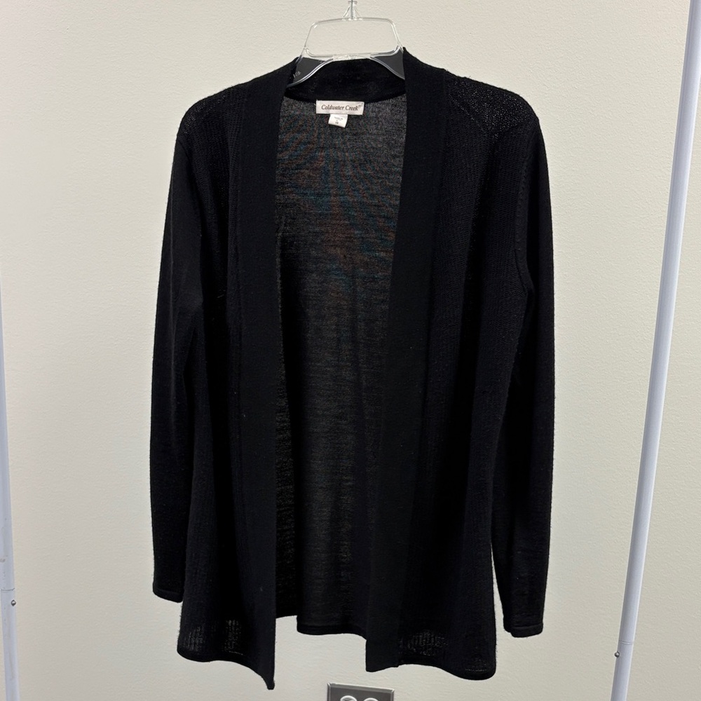 Coldwater Creek Women's Black Open Cardigan